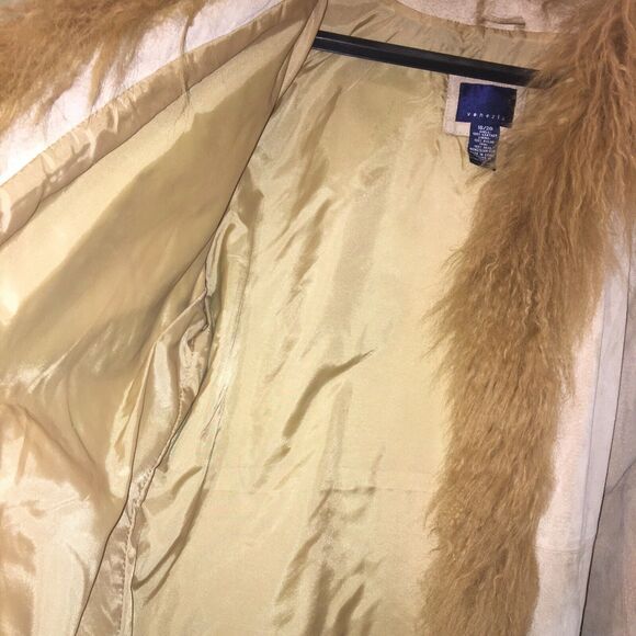 Venezia 70s Penny Lane Coat 18-20 Fur Trim Tan Mid - Picture 4 of 12